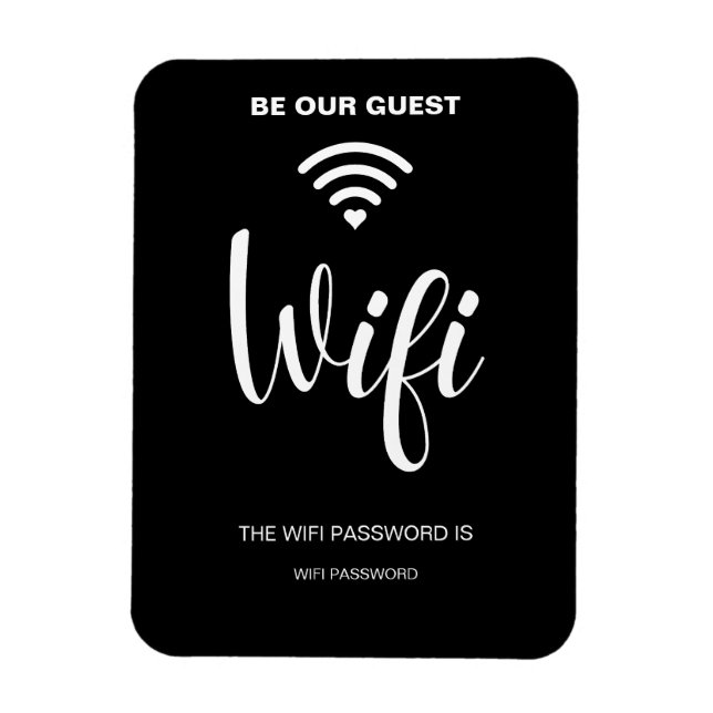 Black Minimalist Simple Wifi Password  Magnet (Vertical)