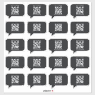 Black Minimalist Speech Bubbles QR Shop Stickers