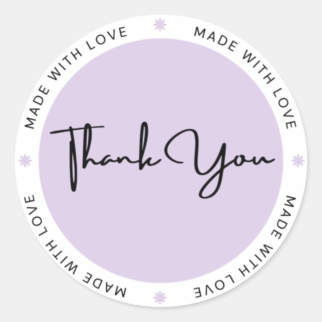Black Minimalist Thank You Round Sticker (Front)