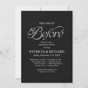Black Minimalist The Night Before Rehearsal Dinner Invitation