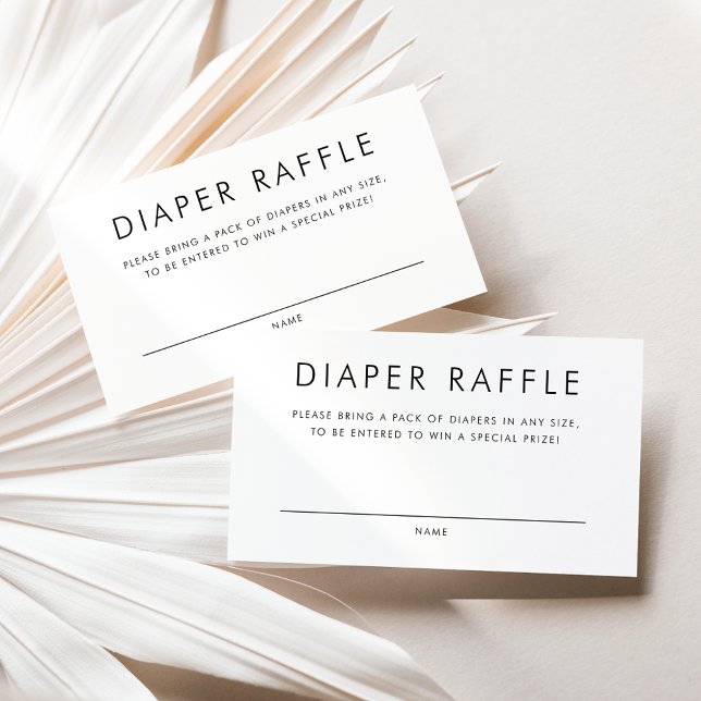 Black Minimalist Typography Diaper Raffle Enclosure Card (Creator Uploaded)