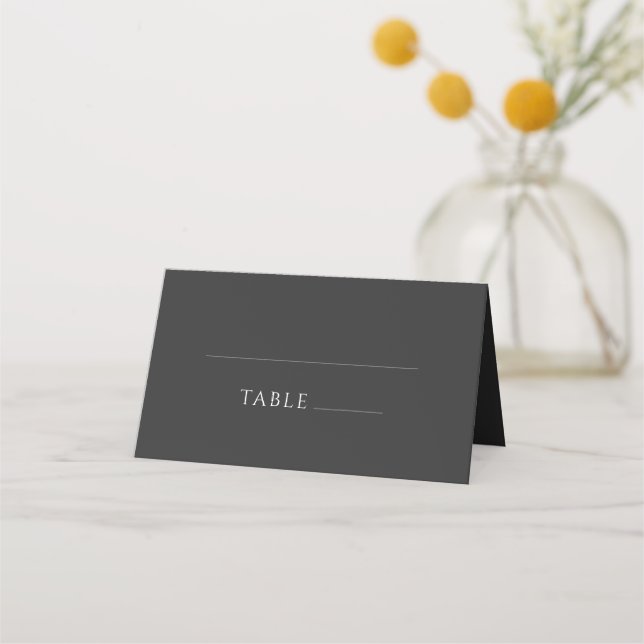 Black Minimalist Typography Simple Wedding Place Card (Front)