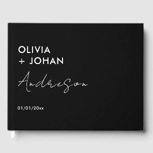 Black Minimalist Wedding Guest Book