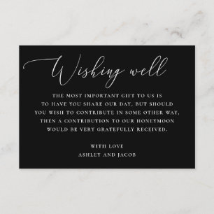 Black Minimalist Wedding Honeymoon Wishing Well Enclosure Card
