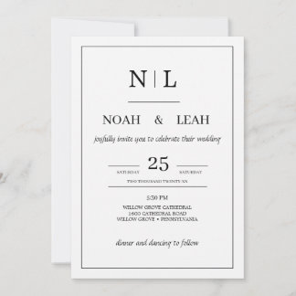 Black Minimalist Wedding Invitation• Modern Simple Invitation