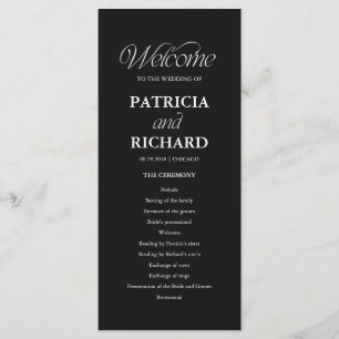 Black Minimalist Wedding Order of Service Program
