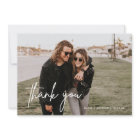 Black Minimalist Wedding Photo Thank You Cards
