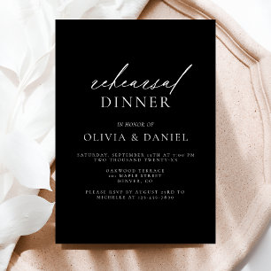 Black Minimalist Wedding Rehearsal Dinner Invitation