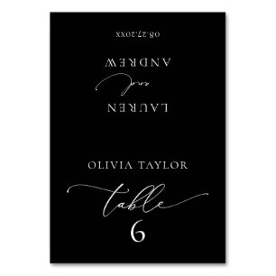 Black Minimalist Wedding Table Number