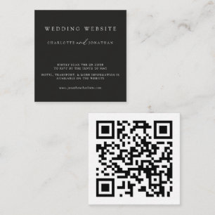 Black Minimalist Wedding Website QR Code Enclosure Card