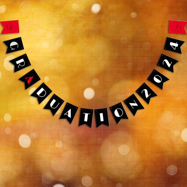 Black minimalist white red graduation  bunting  (Creator Uploaded)