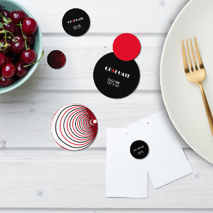 Black minimalist white red graduation  confetti