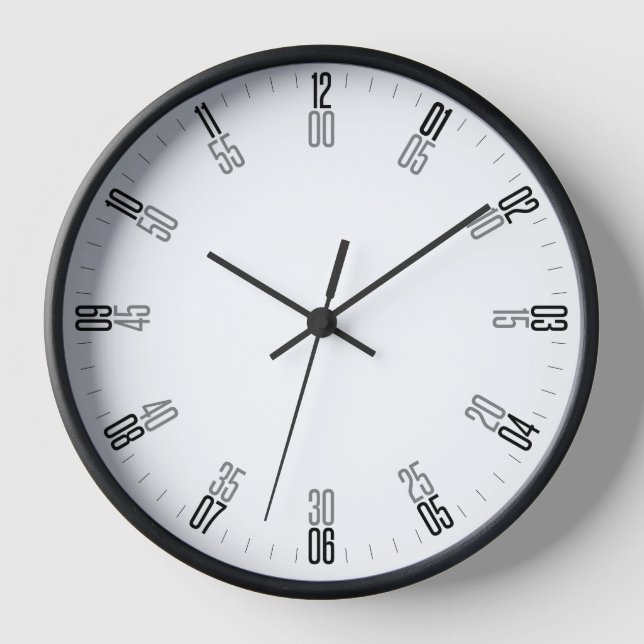 Black Minimalist with Unique Numeric Dial - Modern Clock (Front)