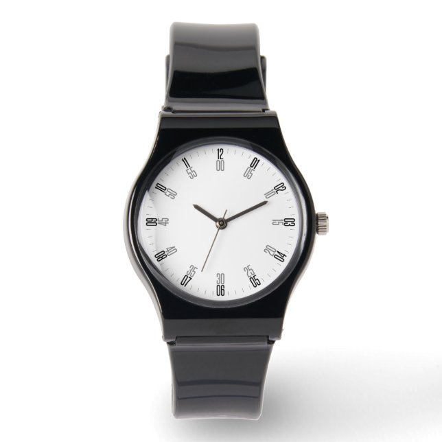 Black Minimalist with Unique Numeric Dial - Sleek Watch (Front)