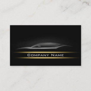 Black Minimalist Yellow Line Car Darker Layout Business Card