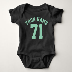 Black & Mint Green Baby Sports Jersey Design Baby Bodysuit