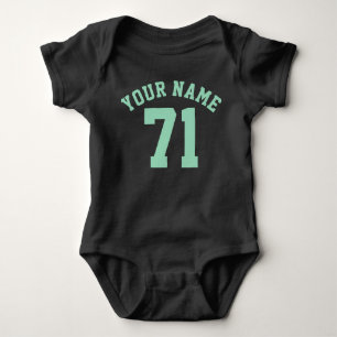 Black & Mint Green Baby   Sports Jersey Design Bodysuit