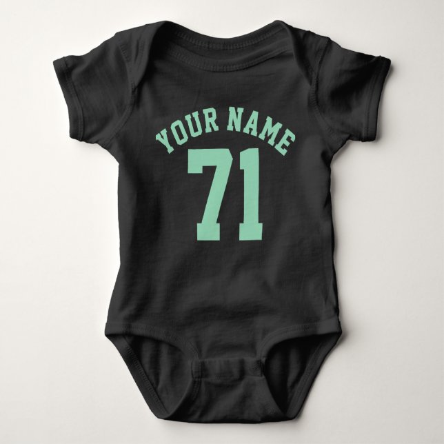 Black & Mint Green Baby | Sports Jersey Design Bodysuit (Front)