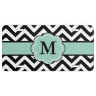 Black Mint Green Chevron Monogram