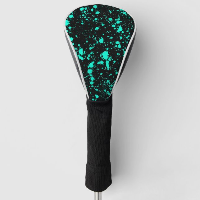 Black Mint Paint Splatter Artistic Splash Creative Golf Head Cover (Front)