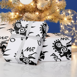 Black Mister Pro Triceratops Skilled Ancient Wrapping Paper