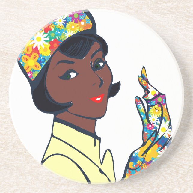 black mod lady coaster (Front)