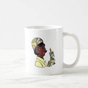 black mod lady coffee mug