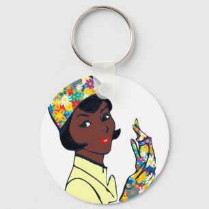 black mod lady key ring