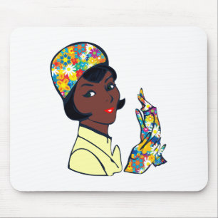 black mod lady mouse pad