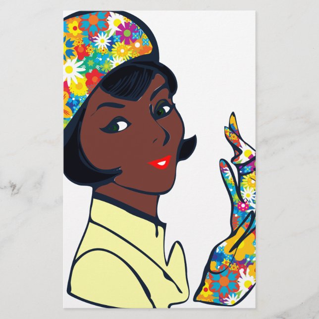 black mod lady stationery (Front)