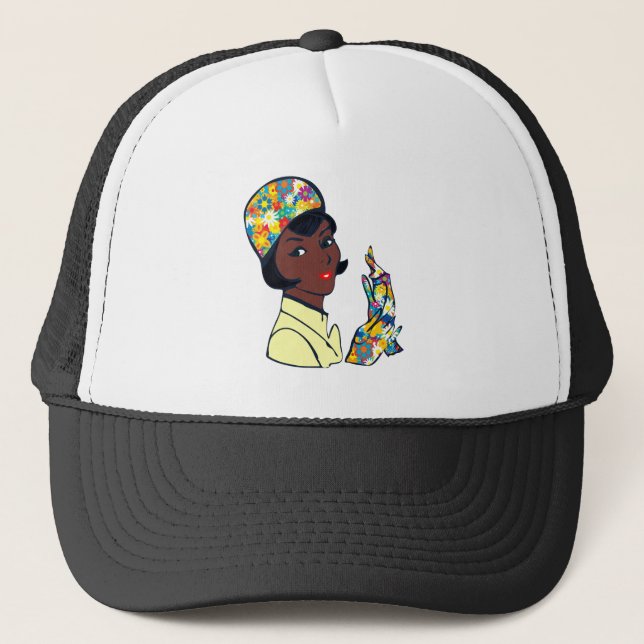 black mod lady trucker hat (Front)