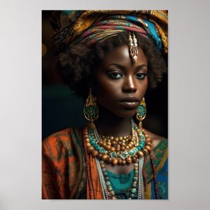 Black Model High Fashion Woman Beautiful Poster