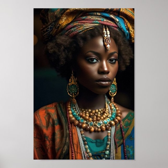 Black Model High Fashion Woman Beautiful Poster (Front)