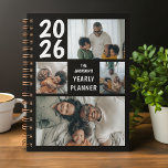 Black Modern 4 Photo Collage Yearly Planner<br><div class="desc">Can't choose just one favourite photo? Why not use 4! Our unique photo collage yearly planner lets you cherish your best moments while keeping track of your future! Your memories,  your text,  your year to celebrate!</div>