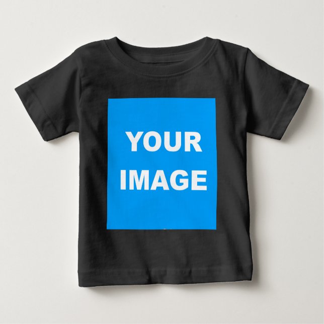 Black Modern Add Your Image Personalise Baby T-Shirt (Front)