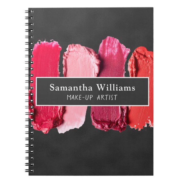 Black Modern Beauty Salon Make-up Artist Lipstick Notebook (Front)