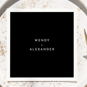 Black Modern Bold Wedding Napkins