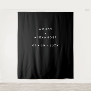 Black Modern Bold Wedding Photo Backdrop Tapestry
