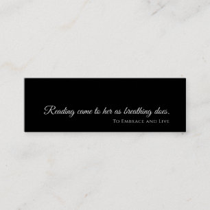Black Modern Bookmark Custom Reader Gift & Book Mini Business Card