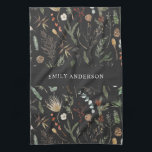 black modern botanical elegant contemporary tea towel<br><div class="desc">black modern botanical elegant contemporary floral black moody stylish design.</div>