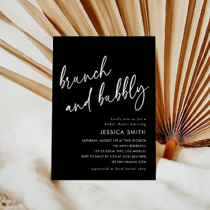 Black Modern Brunch and Bubbly Bridal Shower Invitation