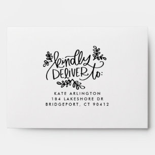 Black Modern Calligraphy Foliage Kindly Deliver To Envelope