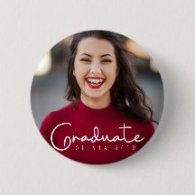 Black Modern Calligraphy Graduation Button