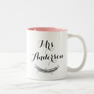 Black Modern Calligraphy Personalised Winter Mug