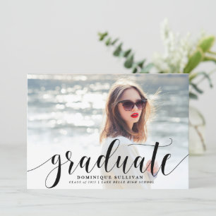 Black Modern Calligraphy Photo Graduation Announcement