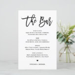 Black Modern Calligraphy Wedding Bar Menu Card<br><div class="desc">Add these customisable drinks menu card stationery to your event tablescape. It features modern calligraphy and simple typography in black. This modern calligraphy bar menu card is perfect for weddings,  bridal showers,  baby showers,  and so much more.</div>