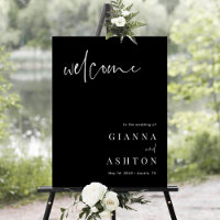 Black Modern Calligraphy Wedding Welcome Sign