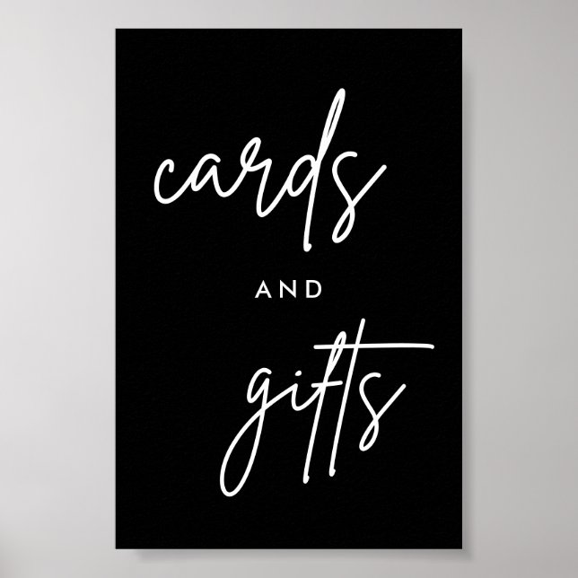 Black Modern Cards and Gifts Wedding 4x6 Poster (Front)