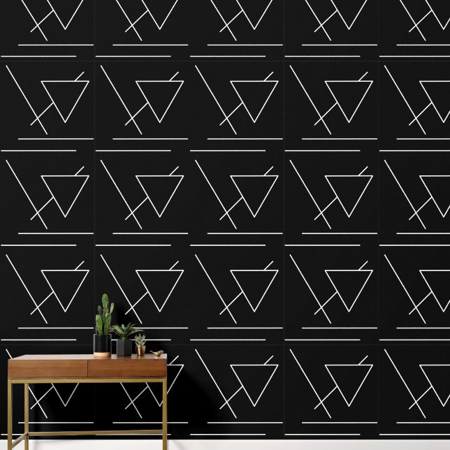 Black Modern Chic Minimalist Wallpaper (Hallway)