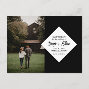 Black Modern Chic Save the Date Photo Collage Postcard